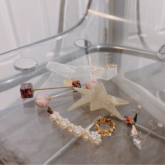 Unused 🌸 Japanese style hair accessory set earrings lace choker - Picture 3 of 16